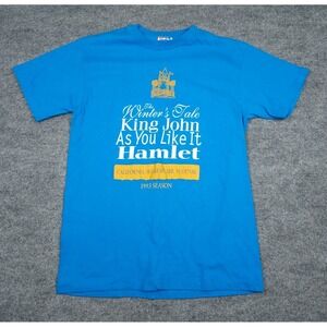 Vintage Shakespeare T Shirt Adult Medium Blue King John Hamlet Graphic USA 93'